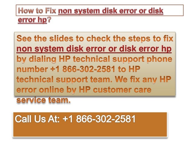 How To Fix Non System Disk Error Or Disk Error Hp Call 1 866 302 2