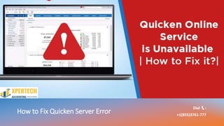 How to Fix Quicken Server Error
Dial 📞:
+1(855)3761-777
 