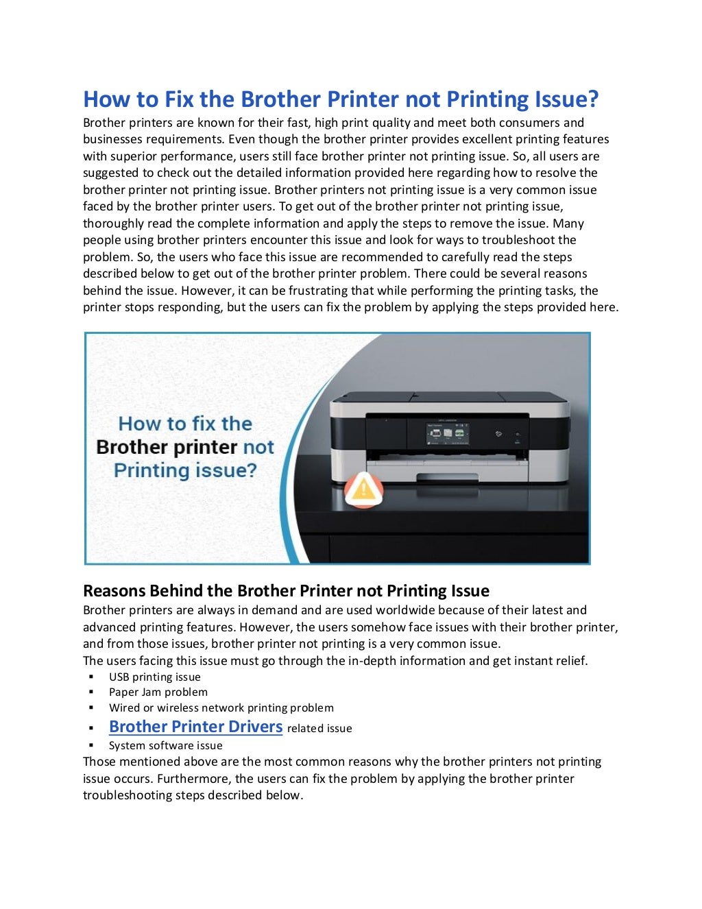 How to fix the brother printer not printing issue?