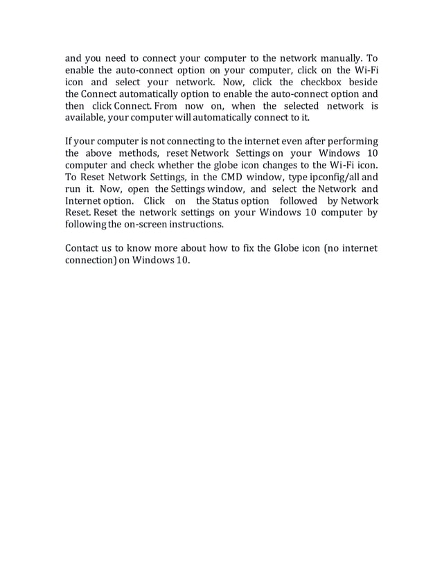No Internet Connection In Windows 10
