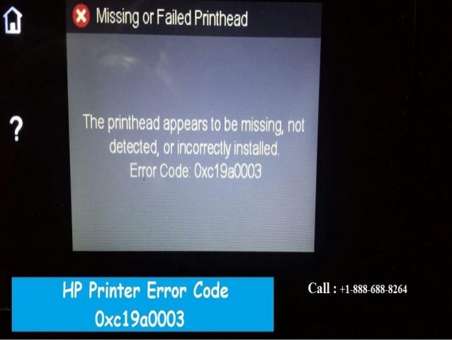 hp printer missing or failed printhead