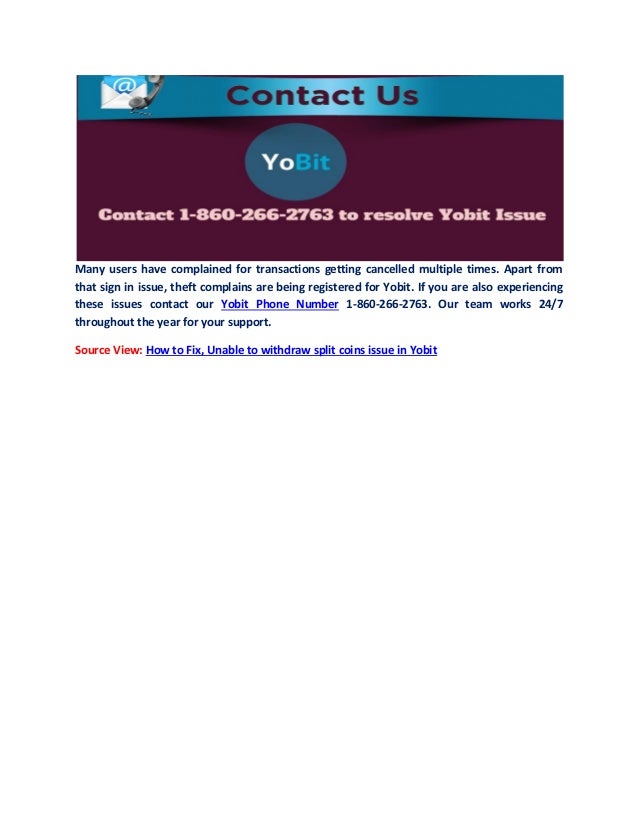 Yobit Support Number 1 860 266 2763