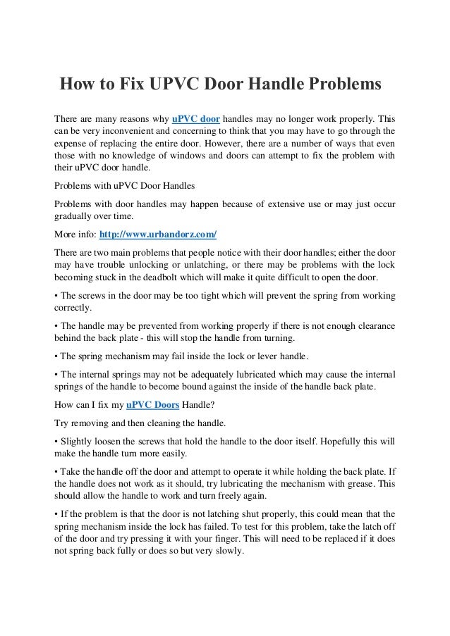 How to fix upvc door handle problems