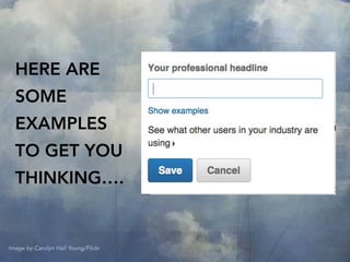 Image by Carolyn Hall Young/Flickr
HERE ARE
SOME
EXAMPLES
TO GET YOU
THINKING….
 