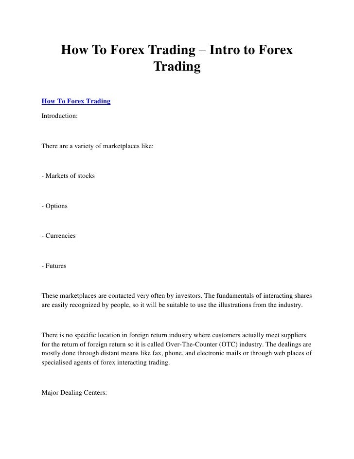 Intro to forex
