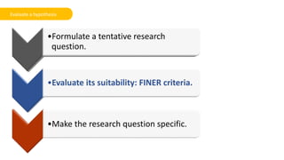 Evaluate a hypothesis
 
