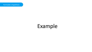 Formulate a hypothesis
Example
 