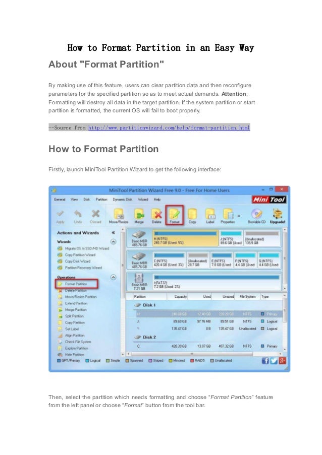 How to format partition in an easy way