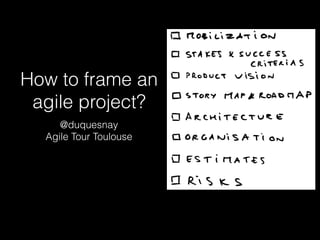 How to frame an
agile project?
@duquesnay
Agile Tour Toulouse
 