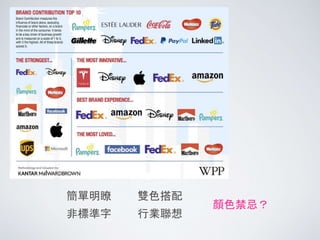 雙色搭配簡單明瞭
非標準字 行業聯想
顏色禁忌？
 