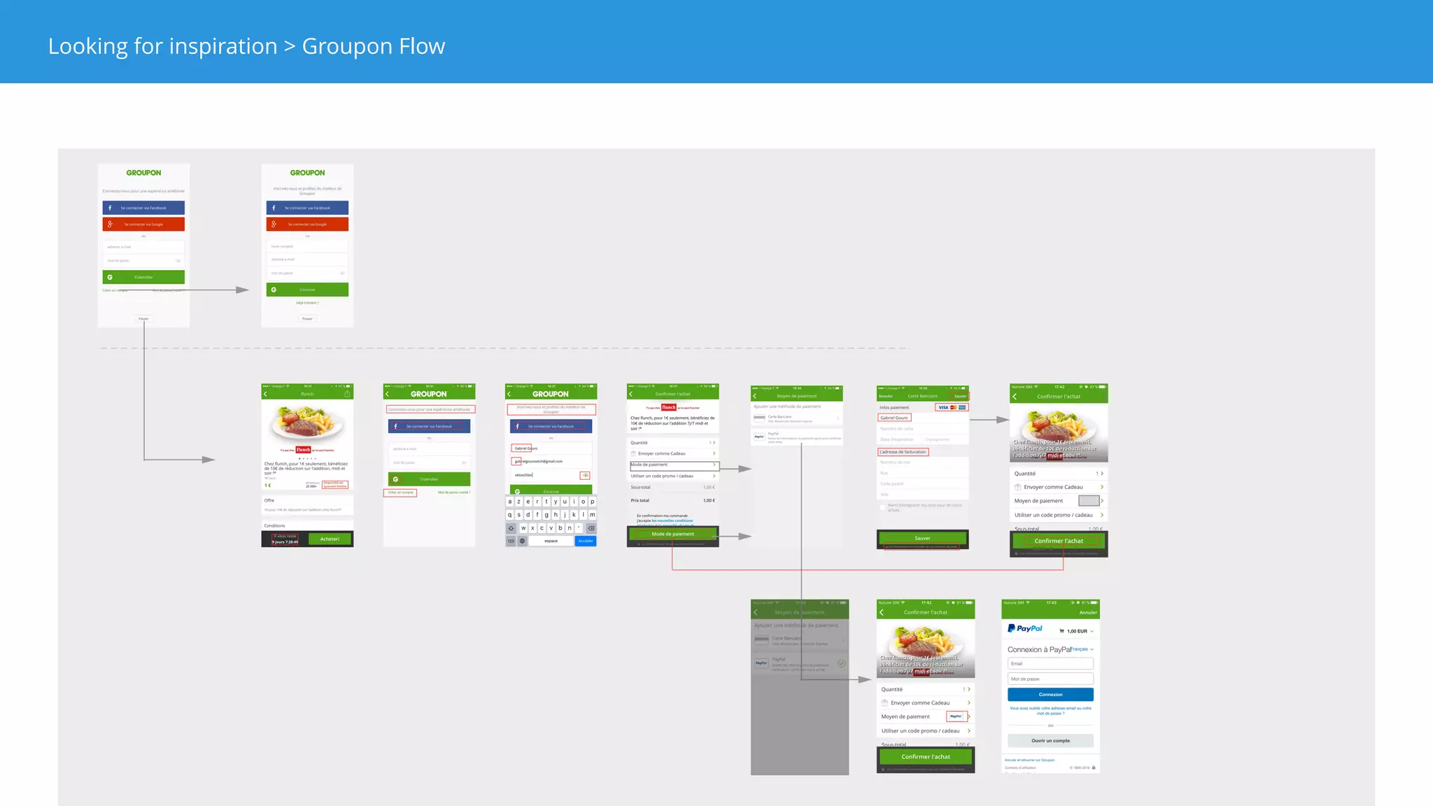 • Perfectly Translate the Payment Flow in German and Italian
• Redesign the UX of the flow (Groupon copycat)
• Redesign the Summary Screen (focus on the expedition date)
• Add trusted elements on the payment screens
• Add other payment methods (SEPA transfer)
• Add a guest login to remove friction in the flow
• Triggered emails when the left an item in his cart
At the end of the day, we came up with dozens of ideas, among which:
Ideas
 