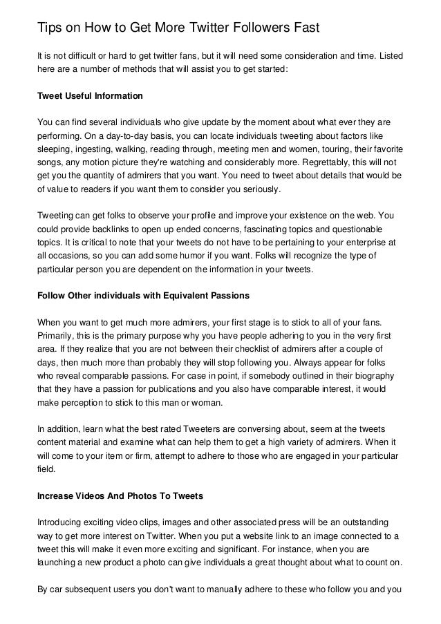 Tips On How To Get More Twitter Followers Fast