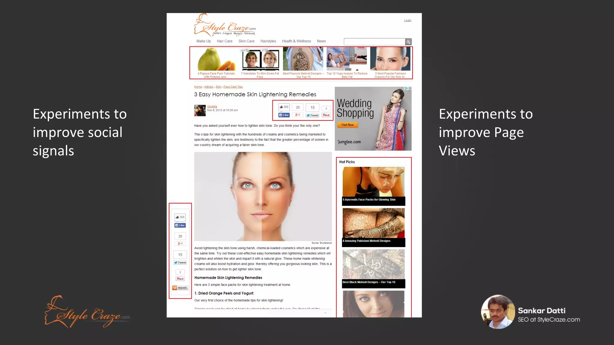 Experiments to
improve social
signals

Experiments to
improve Page
Views

 