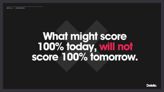 What might score
100% today, will not
score 100% tomorrow.
@POLLY_P #BRIGHTONSEO
 