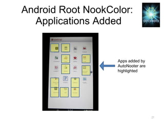 Android Root NookColor:  Applications Added Apps added by AutoNooter are highlighted 