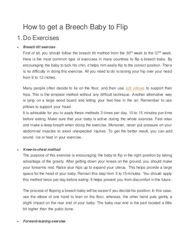 How to get a breech baby to flip