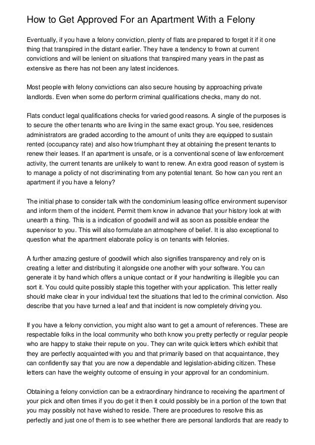 How to Get Approved For an Apartment With a Felony