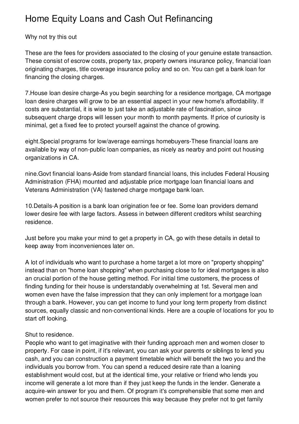 Home Equity Loans And Cash Out Refinancing