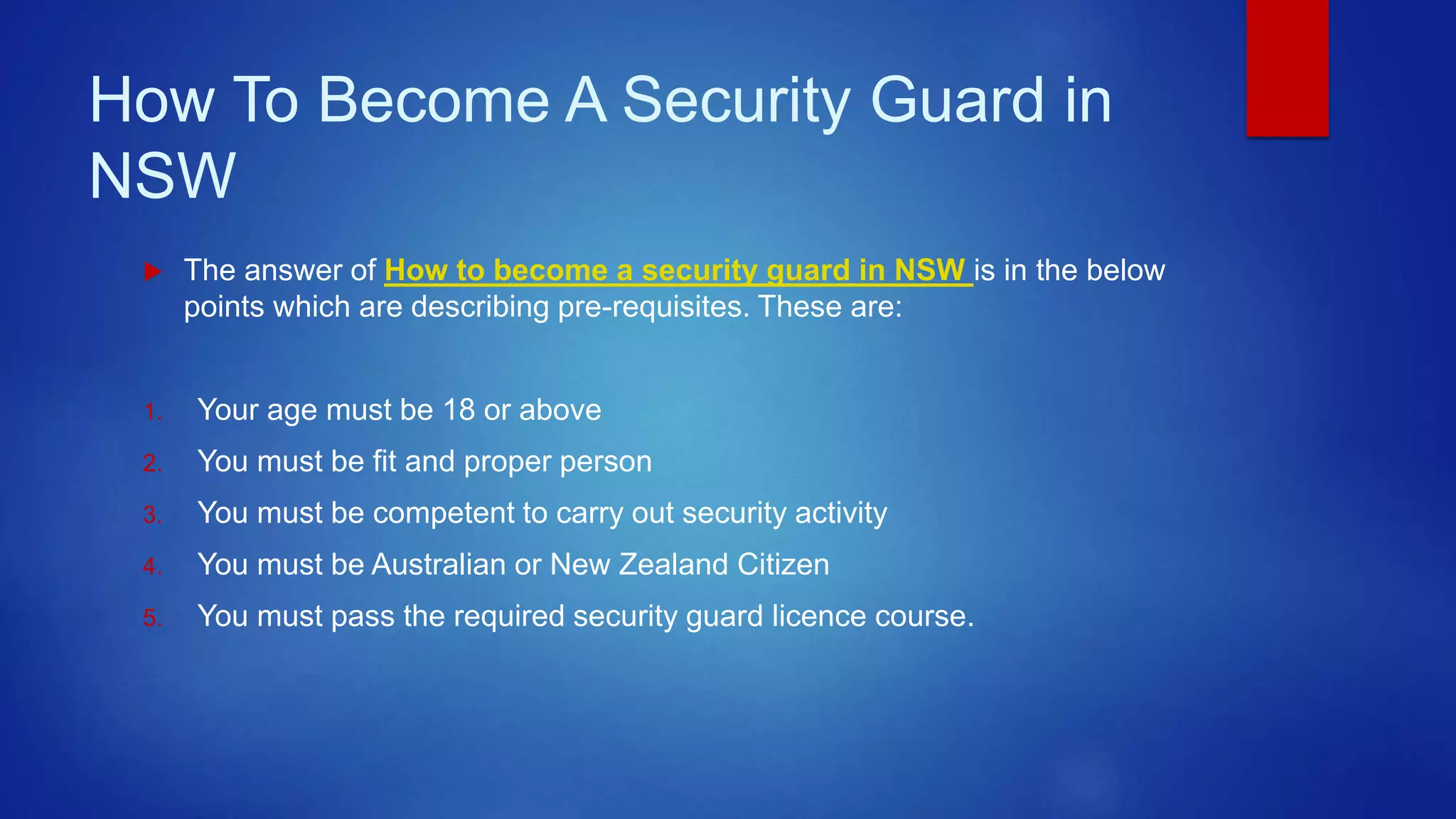 How to get a security guard licence in nsw PPT