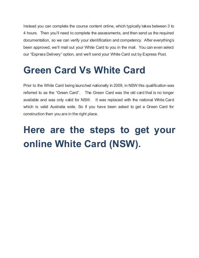 How to get a White Card Online in NSW