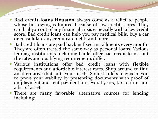 HOW TO GET BAD CREDIT LOANS HOUSTON