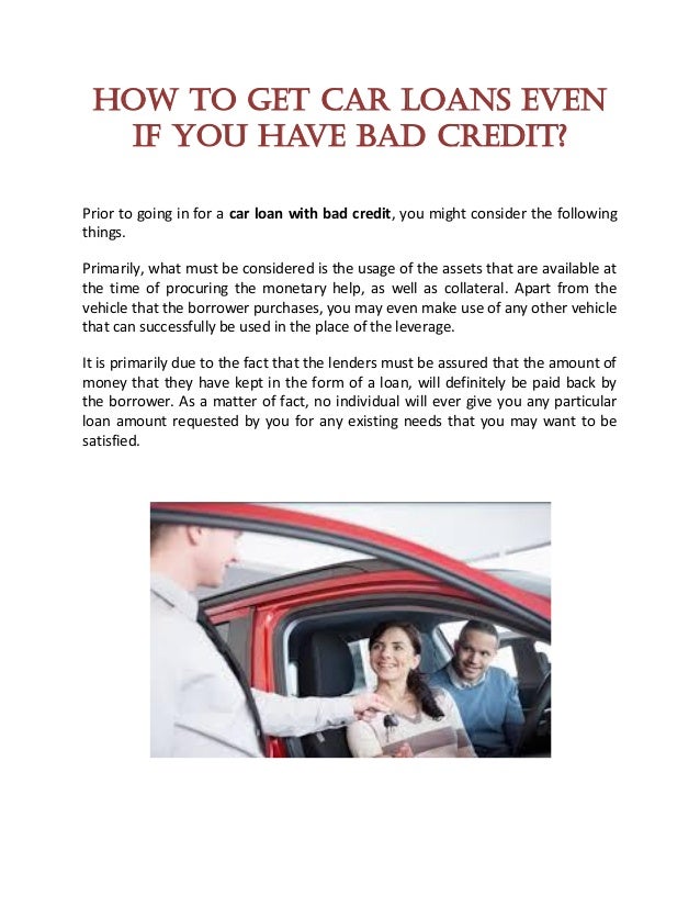need a car and have bad credit