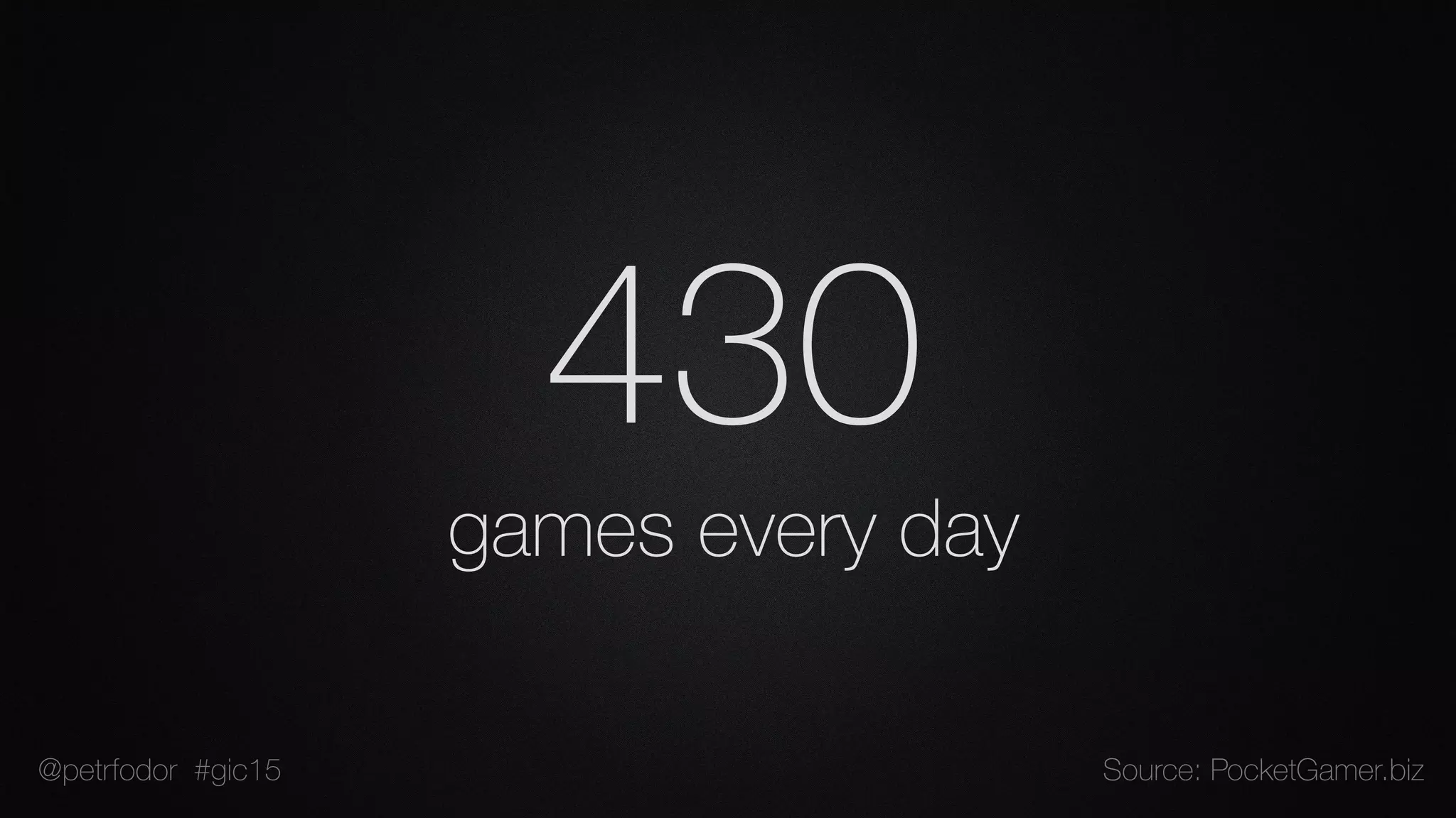 430
games every day
Source: PocketGamer.biz@petrfodor #gic15
 