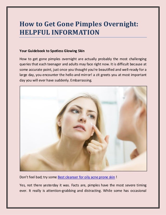 How To Get Gone Pimples Overnight