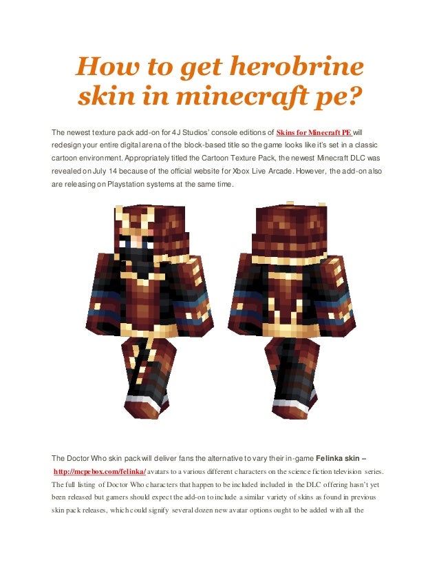 How To Get Herobrine Skin In Minecraft Pe