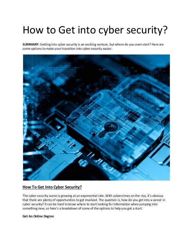 How to get into cyber security
