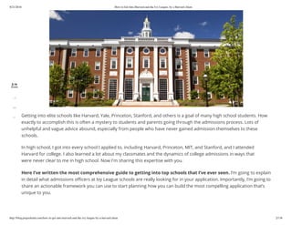 How to get into harvard and the ivy league, by a harvard alum | PDF