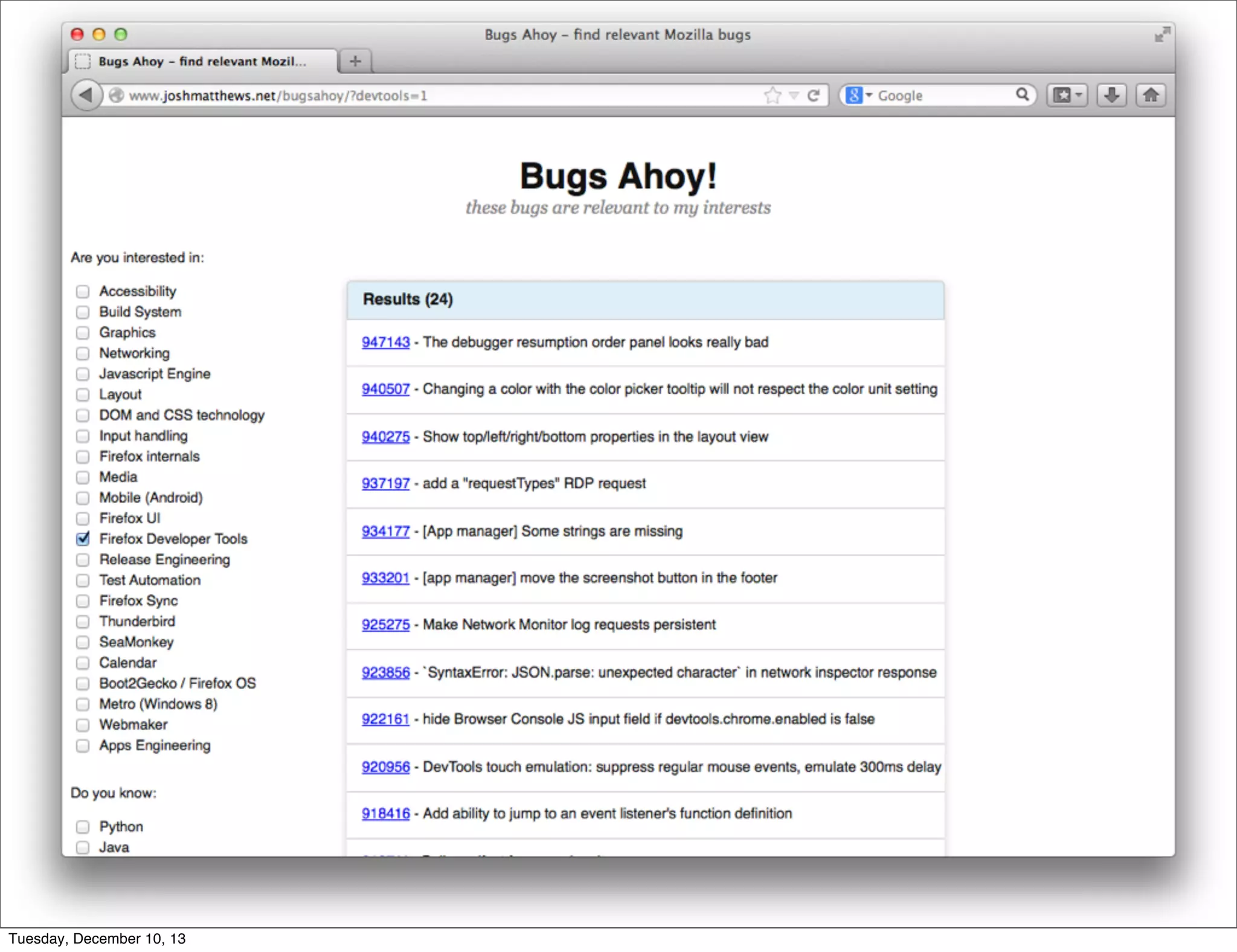 Tuesday, December 10, 13