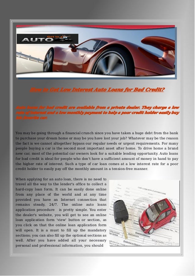 How to Get Low Interest Auto Loans for Bad Credit?