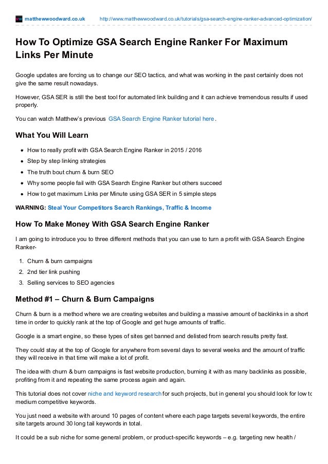 Brilliant GSA Search Engine Ranker tutorials<br>