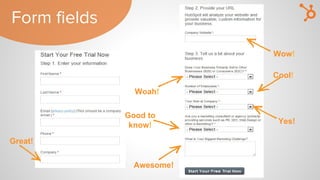 Form fields
Woah!
Wow!
Cool!
Good to
know! Yes!
Awesome!
Great!
 
