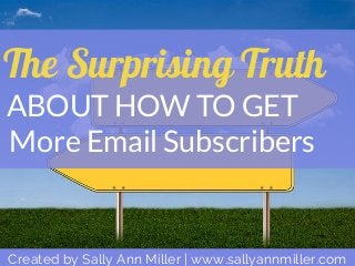 The Surprising Truth
ABOUT HOW TO GET
More Email Subscribers
Created by Sally Ann Miller | www.sallyannmiller.com
 