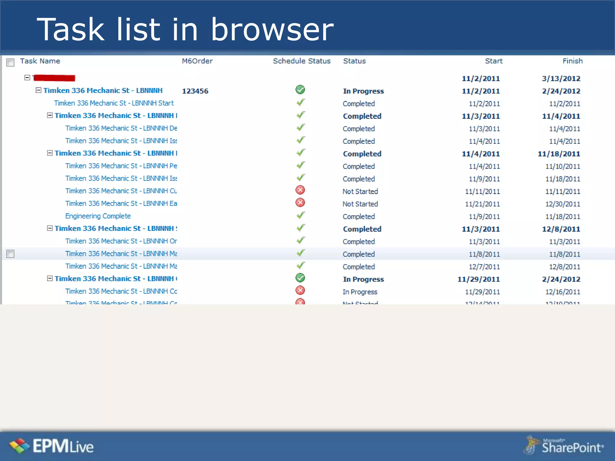 Task list in browser
 