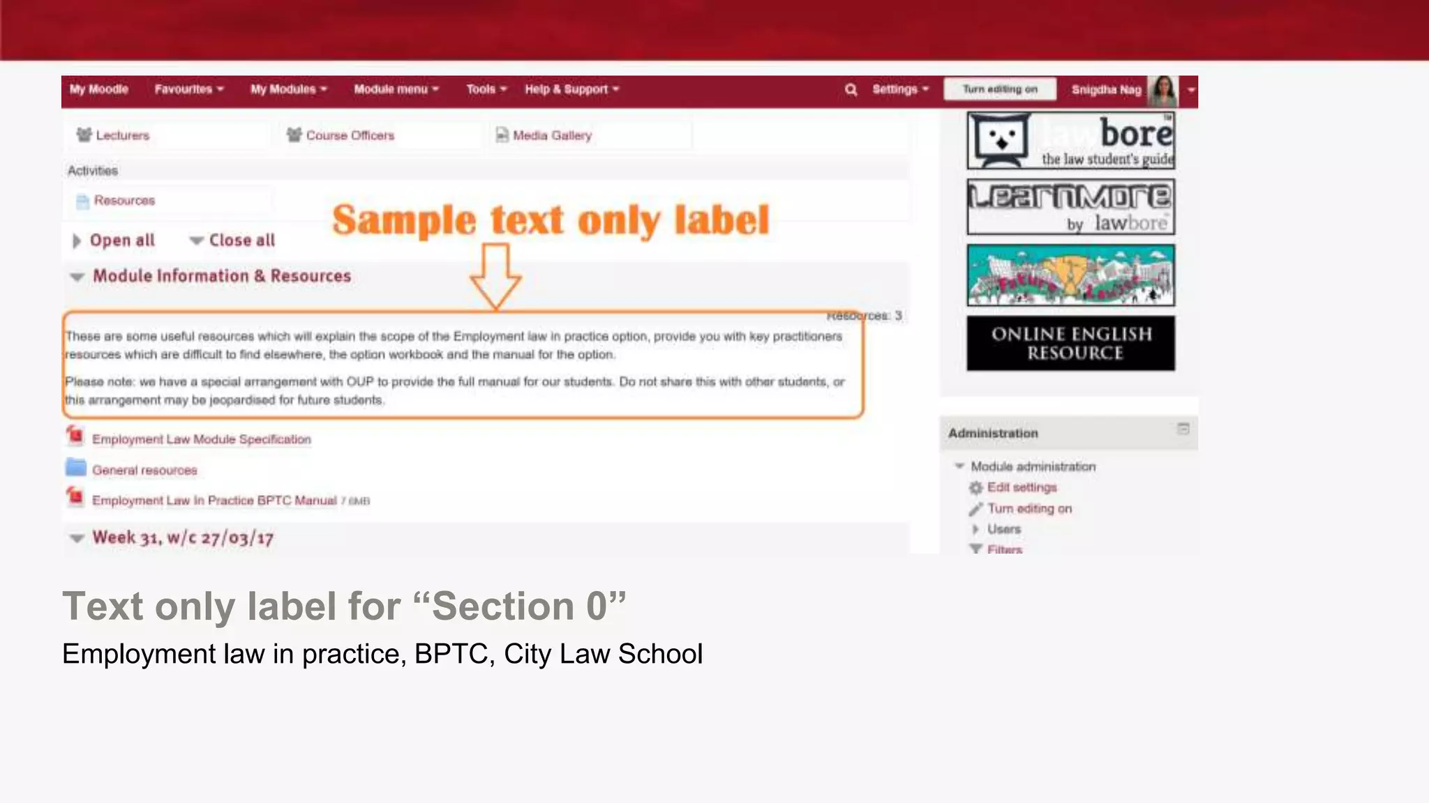 Text only label for “Section 0”
Employment law in practice, BPTC, City Law School
 