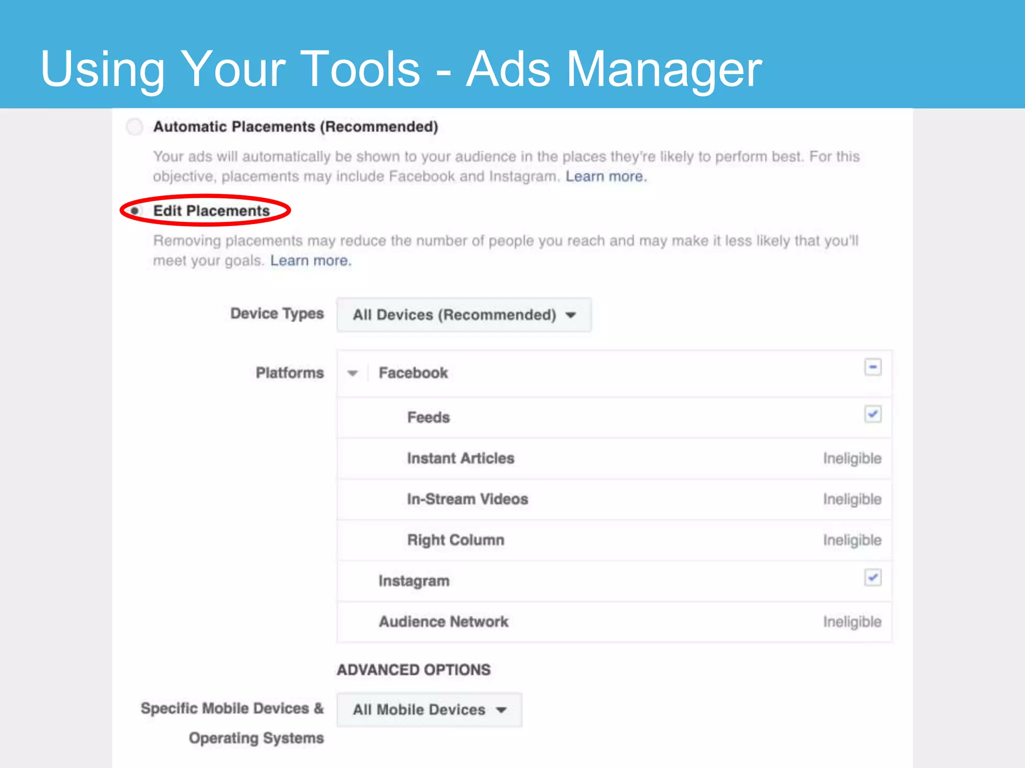 Using Your Tools - Ads Manager
 