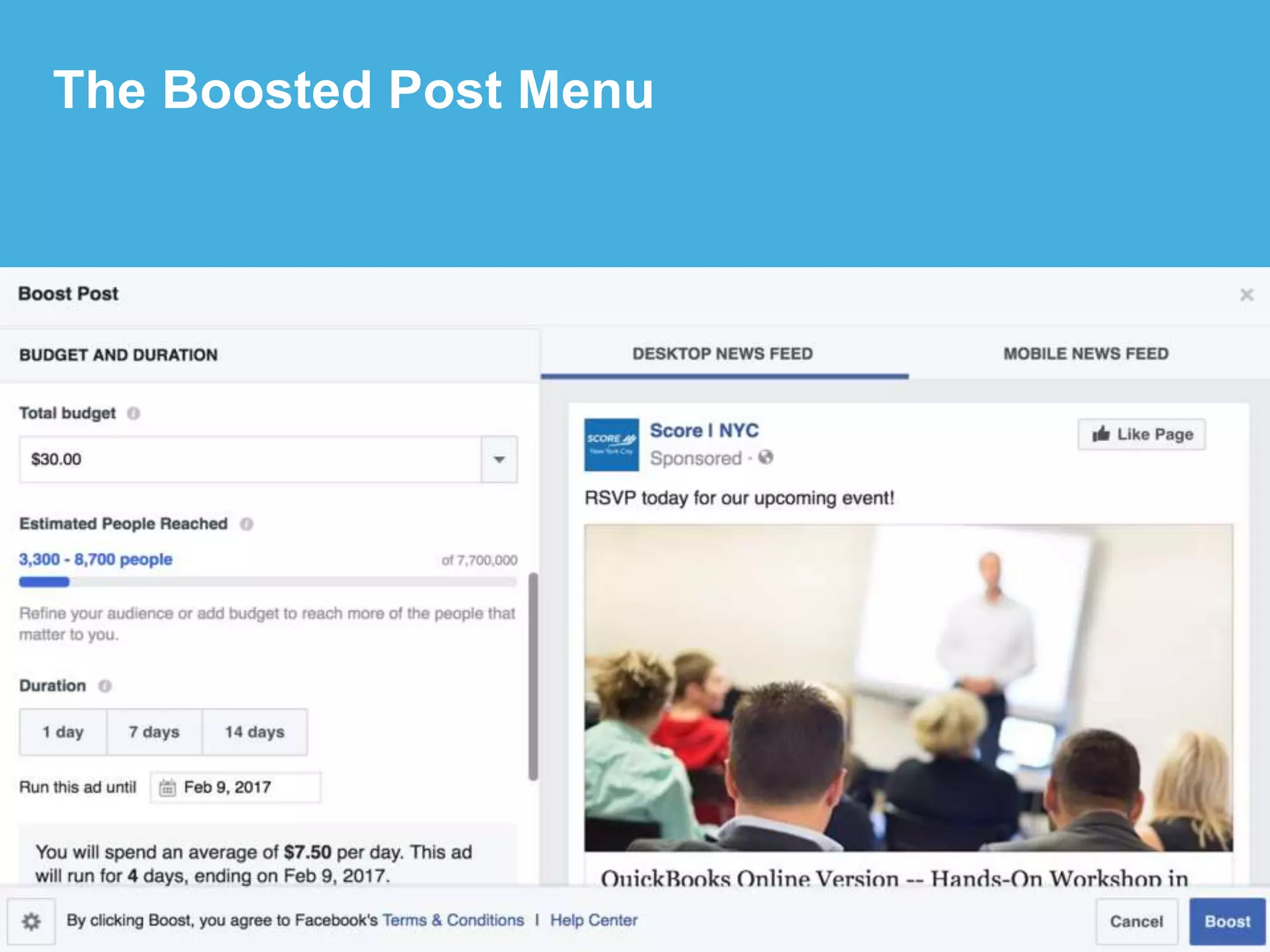 The Boosted Post Menu
 