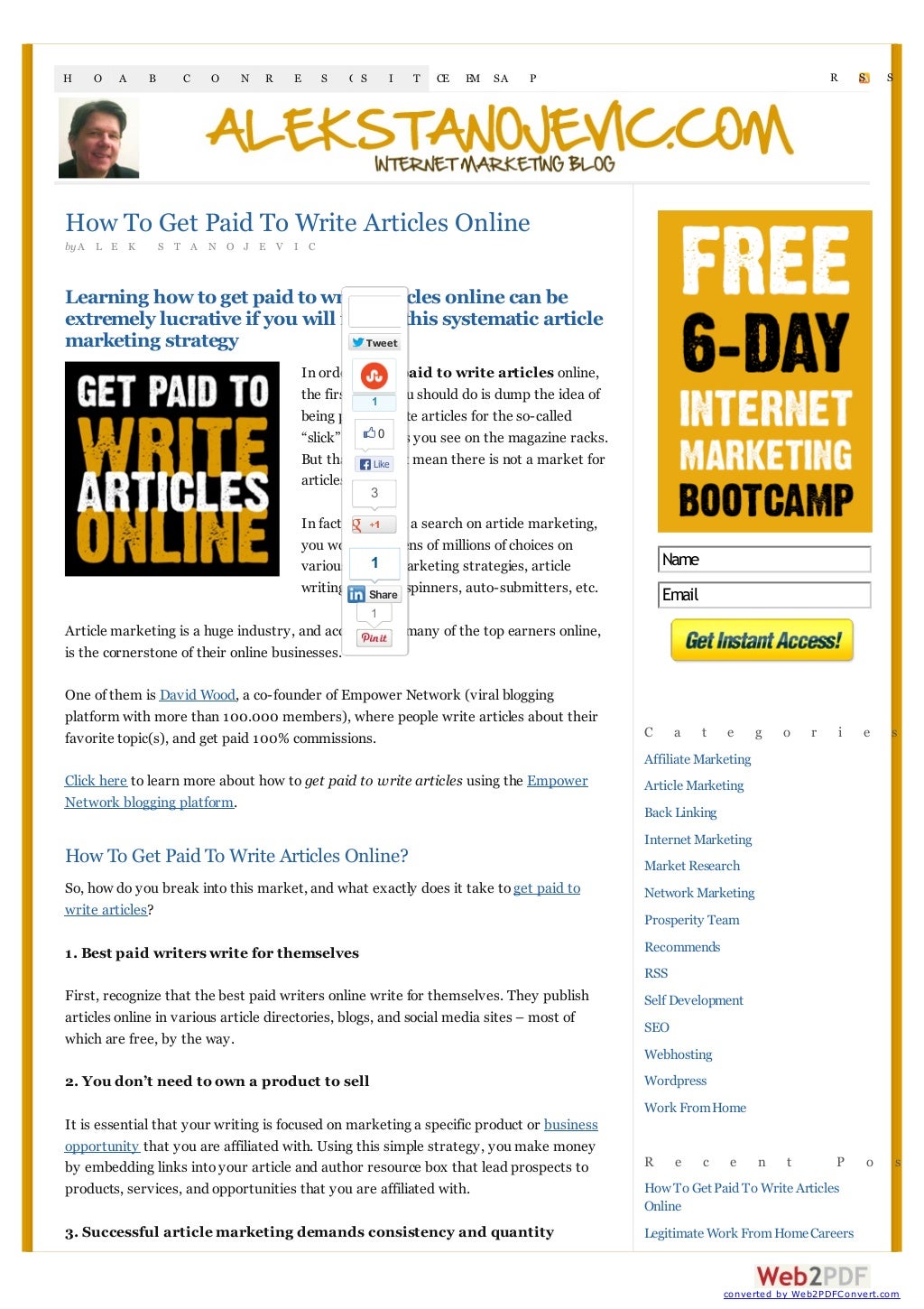 How To Get Paid To Write Articles Online