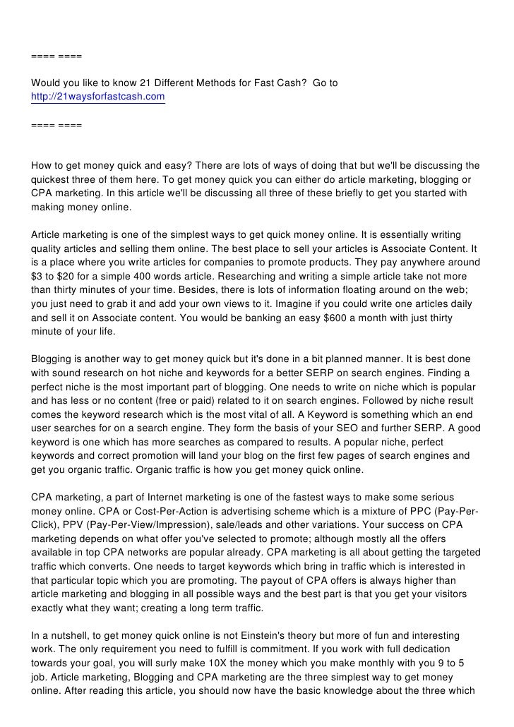 How To Get Quick Mo!   ney 3 Steps - 