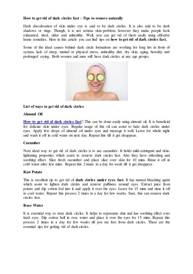 How To Get Rid Of Dark Circles Fast slideshare