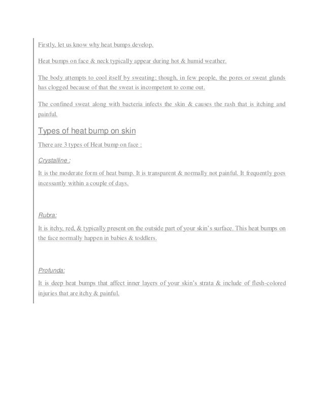 How to get rid of heat bumps on skinpdf2