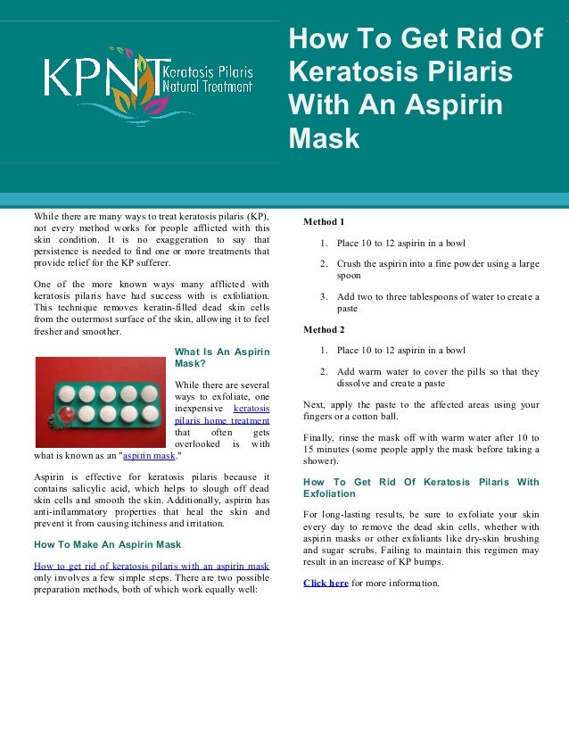 How To Get Rid Of Keratosis Pilaris With An Aspirin Mask