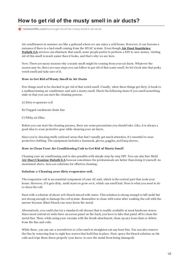 How to get rid of the musty smell in air ducts