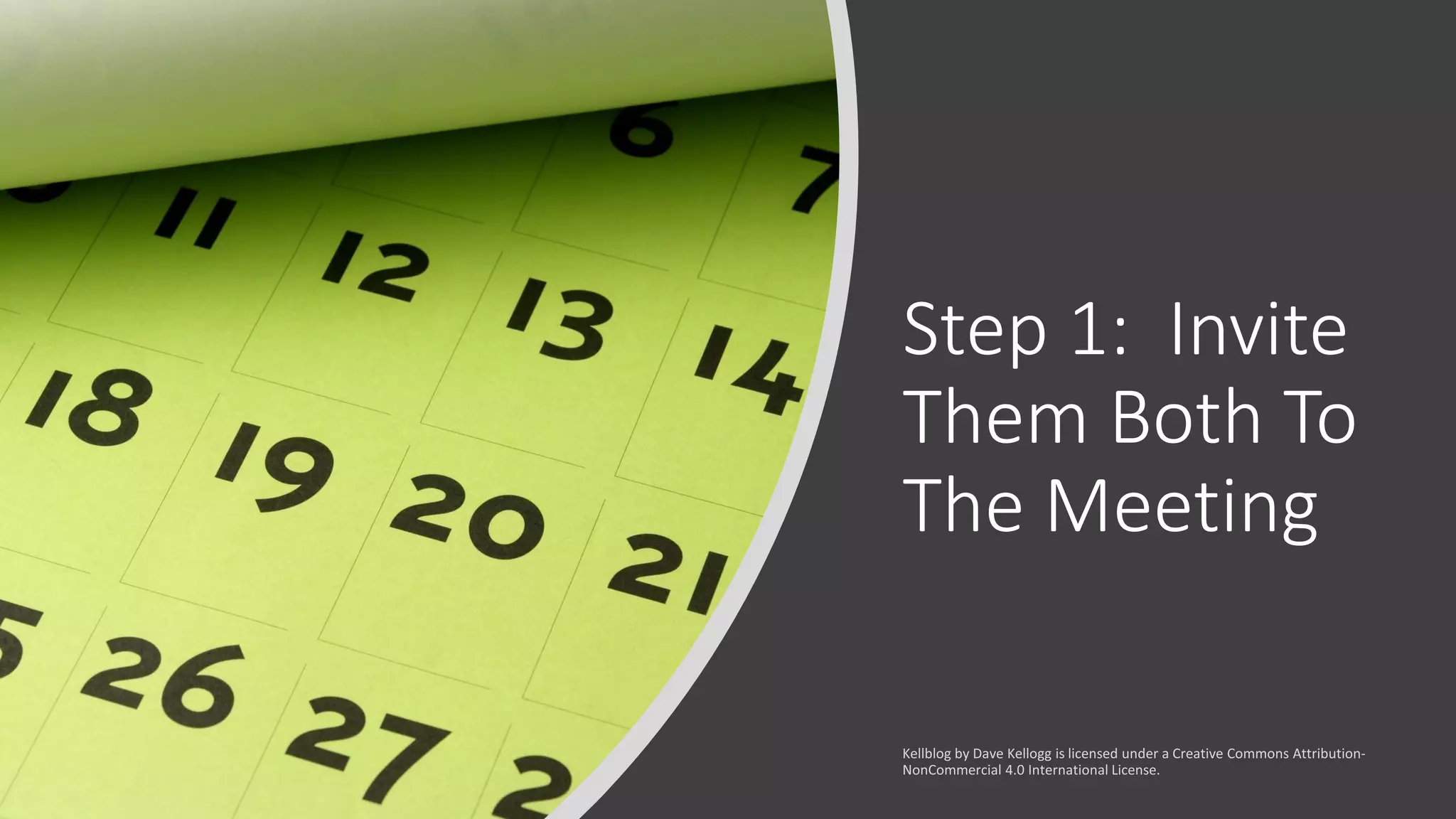 Step 1: Invite
Them Both To
The Meeting
 