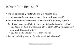 Is Your Plan Realistic?
• The trouble usually starts when you’re missing plan
• Is the plan pro forma, ex-aere, ex-rectum,...