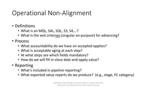 Operational Non-Alignment
• Definitions
• What is an MQL, SAL, SQL, S3, S4,…?
• What is the exit criterion (singular on pu...
