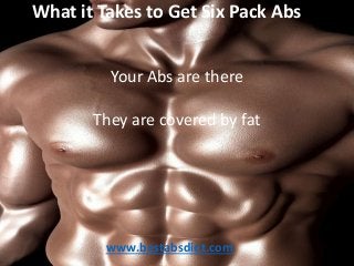 What it Takes to Get Six Pack Abs
Your Abs are there
They are covered by fat
www.bestabsdiet.com
 